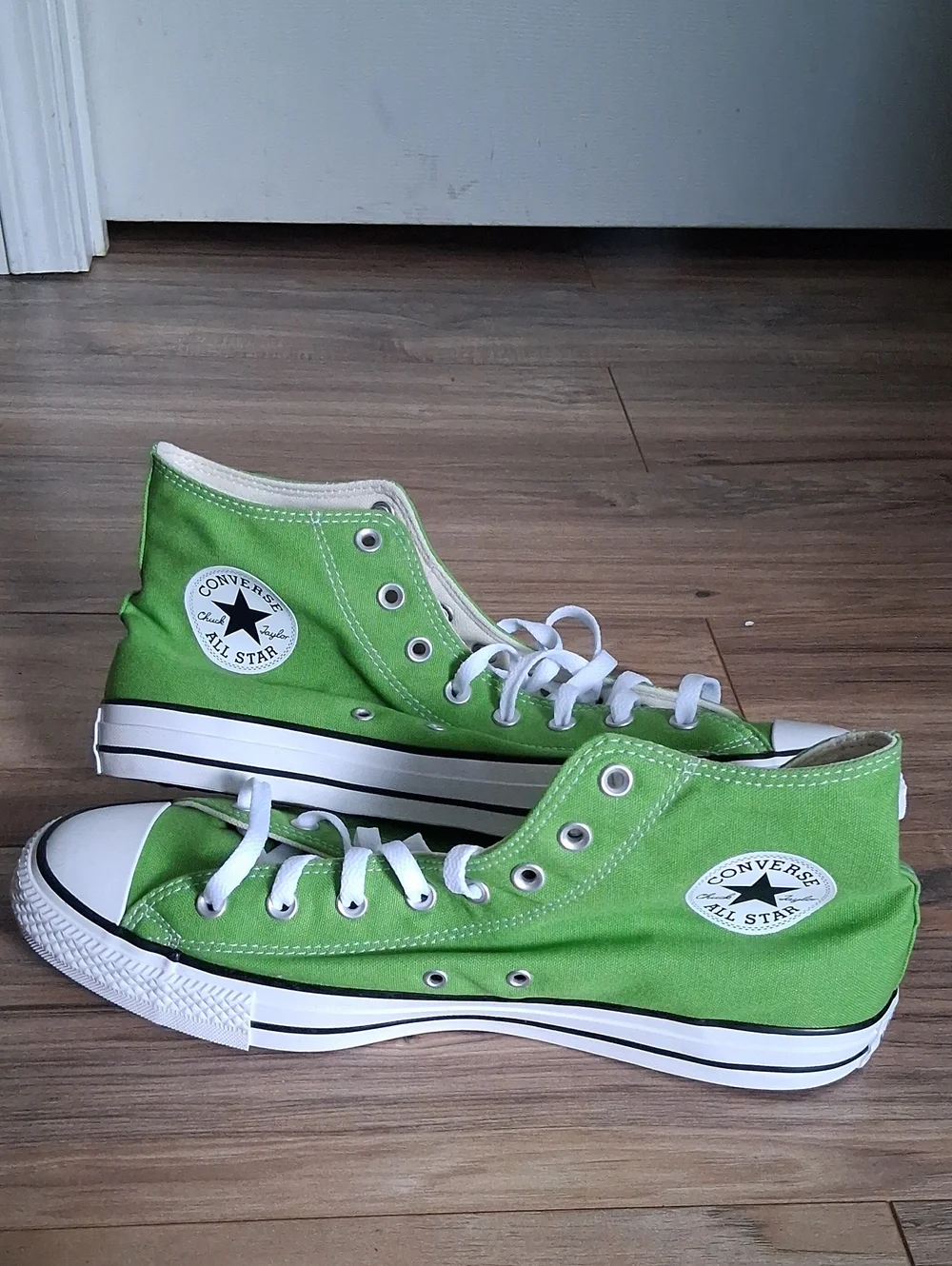 Converse High Top Sneakers - Bright Green and White - Picture 1 of 5